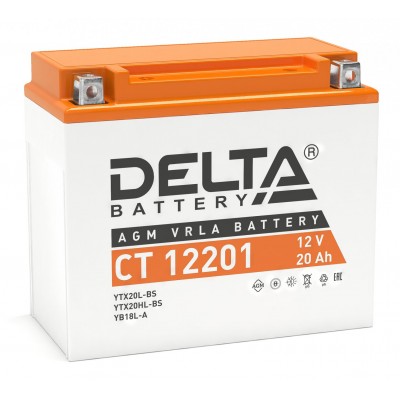 Delta AGM СТ 12201 (20 а/ч) YTX20L-BS, YTX20HL-BS, YB16L-B,  YB18L-A
